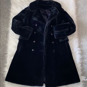 Faux fur black trench coat